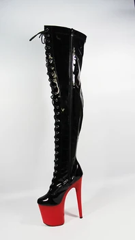 LAIJIANJINXIA Yeni Gece Kulübü Parti Kraliçe Diz Üzerinde Çizmeler 20 Cm Yüksek Topuklu Çizmeler Seksi Artı Boyutu 46 kadın Kutup Dans ayakkabıları