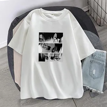 Kadın T-shirt Kadın Anime Titan Levi Ackerman Göz Punk Büyük Boy TShirt Goth Streetwear Harajuku Kısa Kollu Üst