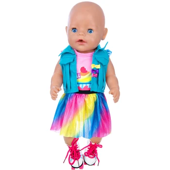 Renkli Takım Elbise oyuncak bebek giysileri Fit 17 inç 43cm oyuncak bebek giysileri Doğan Bebek Takım Elbise Bebek Doğum Günü Festivali Hediye