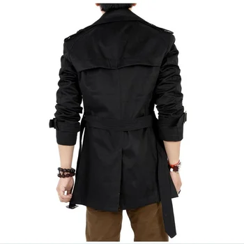 Trençkot Erkekler Klasik Kruvaze Erkek Uzun Ceket Masculino Erkek Giyim Uzun Ceket ve Mont İngiliz Tarzı Palto