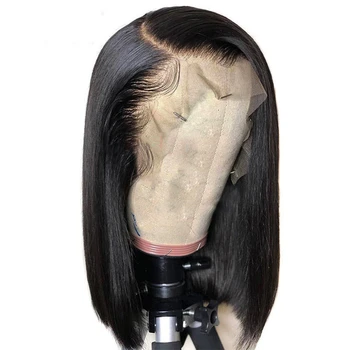Brezilyalı Düz Bob peruk insan saçı Dantel ön peruk PrePucked Kısa Bob Dantel Peruk Kadınlar İçin Tutkalsız Remy İnsan Saç Peruk Bling