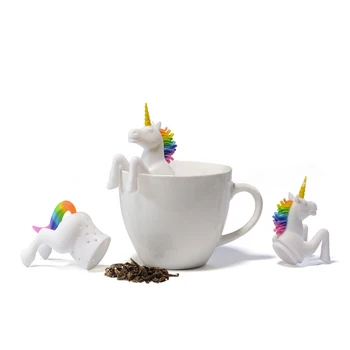 Unicorn Şekli Çay Demlik Süzgeçler Gıda Sınıfı Yaratıcı 1 Adet Difüzör Çay poşeti Filtre Gevşek Yaprak Bitkisel Spice Filtre Silikon