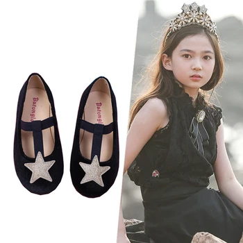 Kızlar düz ayakkabı Yaz Dantel Sequins Yıldız Elastik Kemer Bebek Prenses Kız Yumuşak Alt slip-on ayakkabılar Rahat Performans Ayakkabı