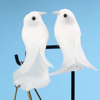 1 adet Beyaz Güvercinler Tüy Yapay Köpük Sevgilisi Barış Güvercinler Kuş Ev Dekor Simülasyon Figürler Minyatürleri Taklit Kuş Modeli