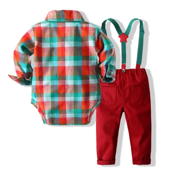 Noel kıyafeti Erkek Bebek Romper Gömlek Pantolon Yürümeye Başlayan Çocuk güz giyimi Yenidoğan Giysileri 0 3 Ay Çocuk Kış Giysileri