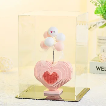 999 adet + romantik pembe kalp mikro Yapı Taşı balon aşk Elmas Tuğla Modeli oyuncaklar kız arkadaşı için Teklif hediye ışık ile