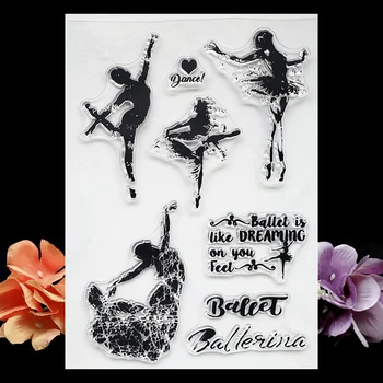 Dans eden Kız Arka Plan Şeffaf Şeffaf Silikon Pullar Scrapbooking / Duygu Damga Fotoğraf Albümü Dekoratif Kart Yapımı