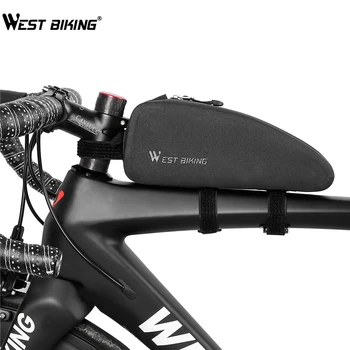 Batı BİSİKLET MTB Yol Bisikleti Çanta Bisiklet Bisiklet Üst Ön Tüp şasi çantası Tam Su Geçirmez Bisiklet Pannier saklama çantası