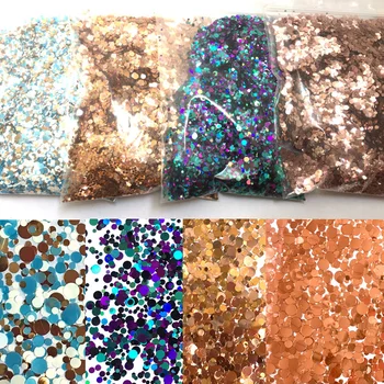 50 g / torba Toplu Glitter Yuvarlak / Yıldız / Kelebek Şekli Konfeti Tırnak Glitter Pul 1mm 2mm 3mm Holografik Payetler DIY Tırnak Malzemeleri