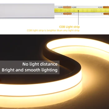 COB LED Şerit 24V Neon İşık Burcu Kısılabilir Dokunmatik Sensör Anahtarı 320LED / M Silika Jel Halat lamba tüpü Uzaktan Kumanda Ev Dekor İçin