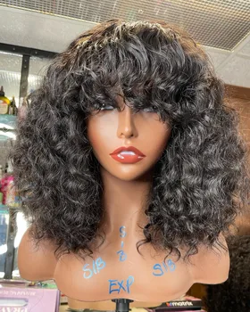 Su Dalgası insan saçı peruk s Patlama Dalgalı Peri Kesim Kısa Bob kıvırcık insan saçı insan saçı peruk Brezilyalı Tam Makine Yapımı Peruk Kadınlar İçin