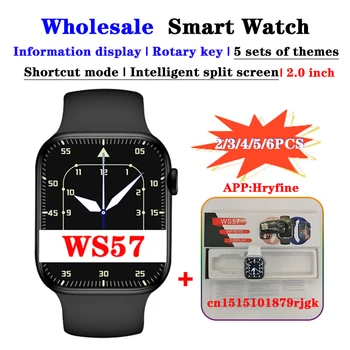 WS57 akıllı saat 2.0 inç Kablosuz Şarj 2/3/4/5/6 ADET Toptan akıllı saat Kadın Erkek İtme Mesaj akıllı saat PK X8 Pro Max