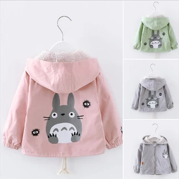 Yeni Bahar Sonbahar Kız Rüzgarlık Ceket Bebek Çocuk Totoro Kapüşonlu Ceketler Karikatür Bebek Çocuk Giyim çocuk Giyim