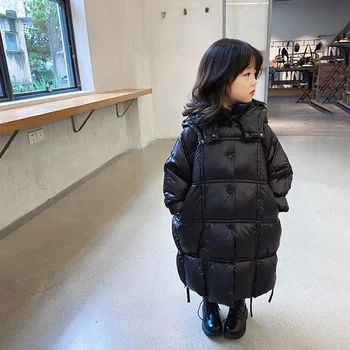-30° Kış Yeni bebek Çocuk Uzun Parka Kız Aşağı pamuklu uzun Ceket Ceketler Moda Büyük Kızlar Sıcak Kalın Giyim Yürümeye Başlayan Palto