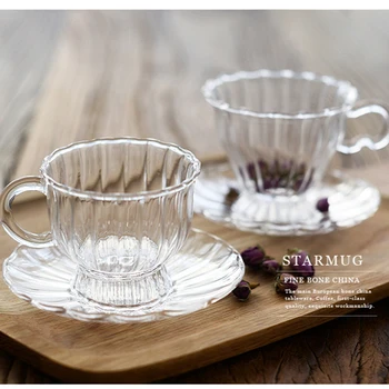 Avrupa Tarzı Şeffaf Cam çay bardağı çiçek çayı Kupa Yüksek Sıcaklık Dayanımı Öğleden Sonra çay bardağı Ev Dekorasyon Drinkware