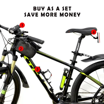 EasyDo Bisiklet Aksesuarları Takım Elbise 1000 Lümen Far Çok Modlu Arka Lambası Dayanıklı Üst Dayanıklı Üst Tüp Çanta Taşınabilir Pompa