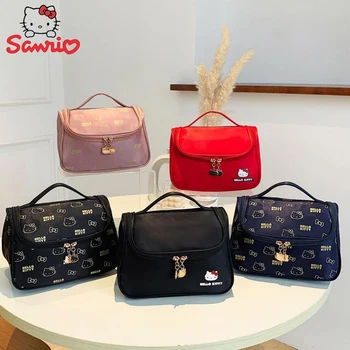 Kawaii Sanrio Hello Kitty Anime Karikatür El Büyük Kapasiteli Kozmetik Çantası Yıkama Çantası cilt bakım ürünü saklama çantası