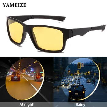 YAMEIZE Sürücü gece görüş gözlüğü Erkekler Polarize Güneş Gözlüğü Kadın Parlama Önleyici Araba sürüş gözlükleri Sarı Lens Gözlük UV400