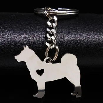 Evcil Köpek Anahtarlık Takı Moda Gümüş Renk Paslanmaz Çelik Anahtarlık Kadınlar için Köpek Takı porte clef K946S01