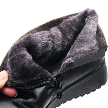 CEYANEAO Yeni Moda Kış Sıcak Peluş Polar yarım çizmeler kadın ayakkabıları Kama Kısa Çizmeler rahat ayakkabılar Büyük Boy 42 Siyah Yuvarlak Ayak