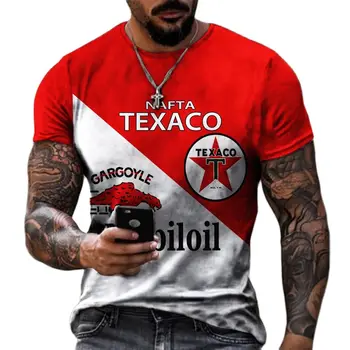 Vintage erkek T-shirt 3d Texaco Baskı Kısa Kollu Castrol Üstleri Moda Yağ T Shirt Erkek Motosiklet T-shirt Büyük Boy Tees