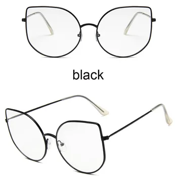Büyük boy Şeffaf Gözlük Kadınlar Büyük Kedi Göz Gözlük Çerçevesi Retro Kadın Metal Çerçeve Sahte Gözlük Şeffaf Gözlük Oculos