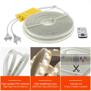220V LED Şerit Soğuk Beyaz + Sıcak Beyaz / Mavi + Sıcak Beyaz Çift Renk Değiştirilebilir IP67 su geçirmez dış mekan LED aydınlatma şeridi.