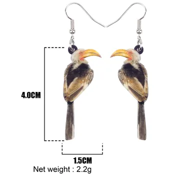 Bonsny Akrilik Yenilik Hornbill Toucan Kuş Küpe Büyük Uzun Dangle Bırak Benzersiz hayvan figürlü mücevherat Kadınlar Kızlar Için Genç Hediye Takılar