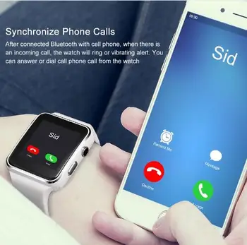 X6 Bluetooth akıllı saat Spor Pasometre Smartwatch Kamera Desteği SIM TF Kart Whatsapp Facebook Cep Telefonu PK A1