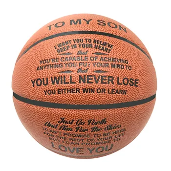 Kazınmış Basketbol Hediyeler için Oğlu ile Benim Oğlu Kelimeler Basketabll Standart Boyutu 7 PU Deri Eğitim Topu için Chrismas Doğum Günü