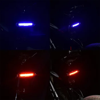 LED bisiklet kuyruk ışık kırmızı ve mavi USB şarj edilebilir su geçirmez süper parlak çok amaçlı acil ışık
