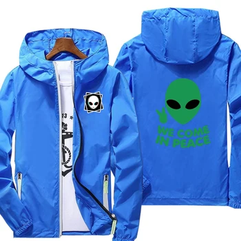 Alien logo Yansıtıcı giyim Rüzgarlık ceket erkekler açık kapşonlu fermuarlı ceket unisex büyük boy 7xl Güneş koruma ceketi