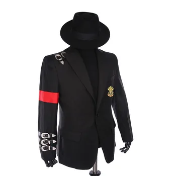 Nadir Klasik MJ Michael Jackson KÖTÜ Punk Siyah Rahat Toka Ceket Gayri Toka Rozeti Takım Elbise Blazer