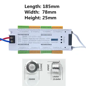 Merdiven PIR hareket sensörlü LED Şerit 12V SMD 5050 Lamba Bant + 32 Kanal Merdiven Adım Denetleyici + Güç Kaynağı + Bağlantı Kablosu