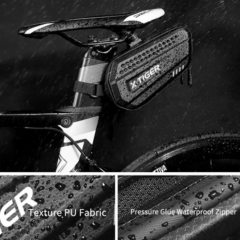 X-TIGER bisiklet selesi Çantası Yağmur Geçirmez Darbeye Dayanıklı 3D PU Kabuk Kılıfı Bisiklet Çantası Arka Büyük Kapasiteli Seatpost MTB Bisiklet Çanta Aksesuarları
