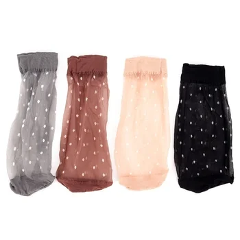 10 Çift / grup Ten Rengi Nokta Şeffaf İnce Kadın Kristal İpek Çorap Naylon Moda Bayanlar Yaz Kısa Ayak Bileği İpek Çorap