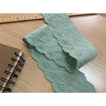 DIY el yapımı patchwork Retro pamuklu kumaş dantel Su yeşili pamuk İşlemeli dantel 6.5 cm