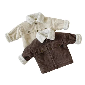 Çocuklar için kışlık ceketler Erkek Kuzu Yün Kadife Çocuk Dış Giyim Giyim Bebek Kız Erkek Giysileri Çocuk Kız Mont 1-4Y
