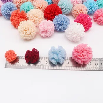 30Pcs15/20 / 25mm Kore Yuvarlak Dantel Topu DIY Gazlı Bez Elastik Çiçek Ponponlar Zanaat Peluş Örgü Kolye El Yapımı Çocuk Oyuncakları DIY Zanaat
