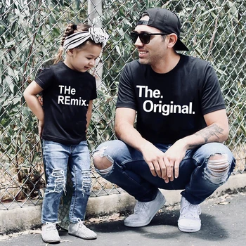 ORİJİNAL ve Remix Pamuk aile eşleştirme giyim Kıyafetler baba Oğul Çocuklar erkek Bebek T-Shirt friend Bodysuit T Shirt