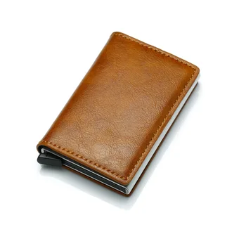 Kredi kartlıklı cüzdan Erkekler Kadınlar Metal RFID Vintage Alüminyum Çanta Çılgın At PU Deri Banka Kart Sahibi Durumda Yeni
