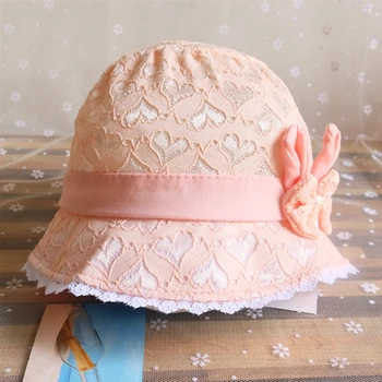 Yaz Tatlı Sevimli Şapka Çocuk Yay Dantel Patchwork Prenses Havza Kapaklar Çocuk güneş şapkaları Moda Bebek Kap Yeni Ürünler