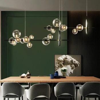 Modern Halka cam küre LED Avize İskandinav Tarzı Oturma Yemek Odası Mutfak Çalışma Parlak Ev Tasarım İç Dekorasyon Lambaları