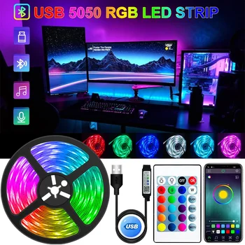 LED şerit ışık USB Bluetooth RGB 5V LED RGB ışıkları Esnek LED Lamba Bant Şerit RGB TV Masaüstü Ekran Arka İşık Diyot Bant