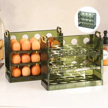 30 Izgara Yumurta saklama kutusu Buzdolabı Yan Kapı Kutusu 3 Katlı Flip Buzdolabı yumurta düzenleyici Konteyner Mutfak Yumurta Tutucu Konteyner Cas