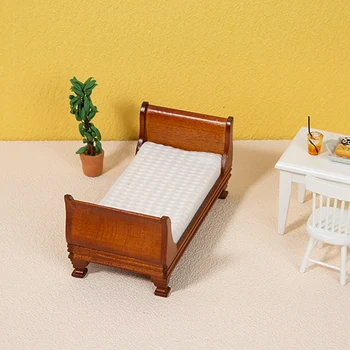FBIL - 1/12 Dollhouse Mini Tek Kişilik Yatak Ev yatak odası mobilyası Modeli Bebek Evi Dekor Aksesuarları