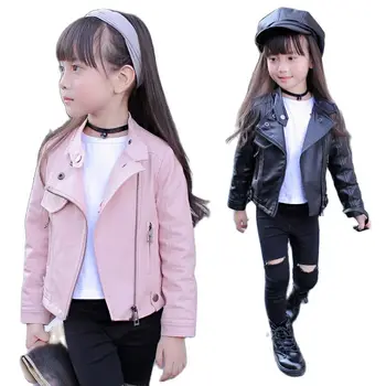Pu Kızlar Gençler Ceketler Kız Çocuklar Klasik Yaka Mont Genç Rüzgarlık Giyim çocuk Giyim 3-12 Yıl Kızlar Ceketler