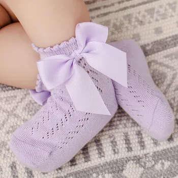 Bebek Kız Çorap Büyük Yay İle Nefes Yenidoğan Kız Kısa Çorap Oymak Toddlers Pamuk Prenses Çocuk Çorap 0-5Years