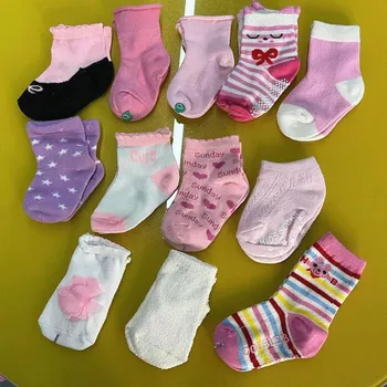 10 çift / grup Rastgele Renk Bebek Erkek Kız Çorap Yenidoğan Çorap Pamuk Çorap 0-6Months