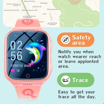 Smartwatch 4G Çocuklar GPS SOS SIM Su Geçirmez IPX7 anti-kayıp Alarm Spor Spor akıllı saat Öğrenci için Çocuk Erkek Kız Reloj Hediye